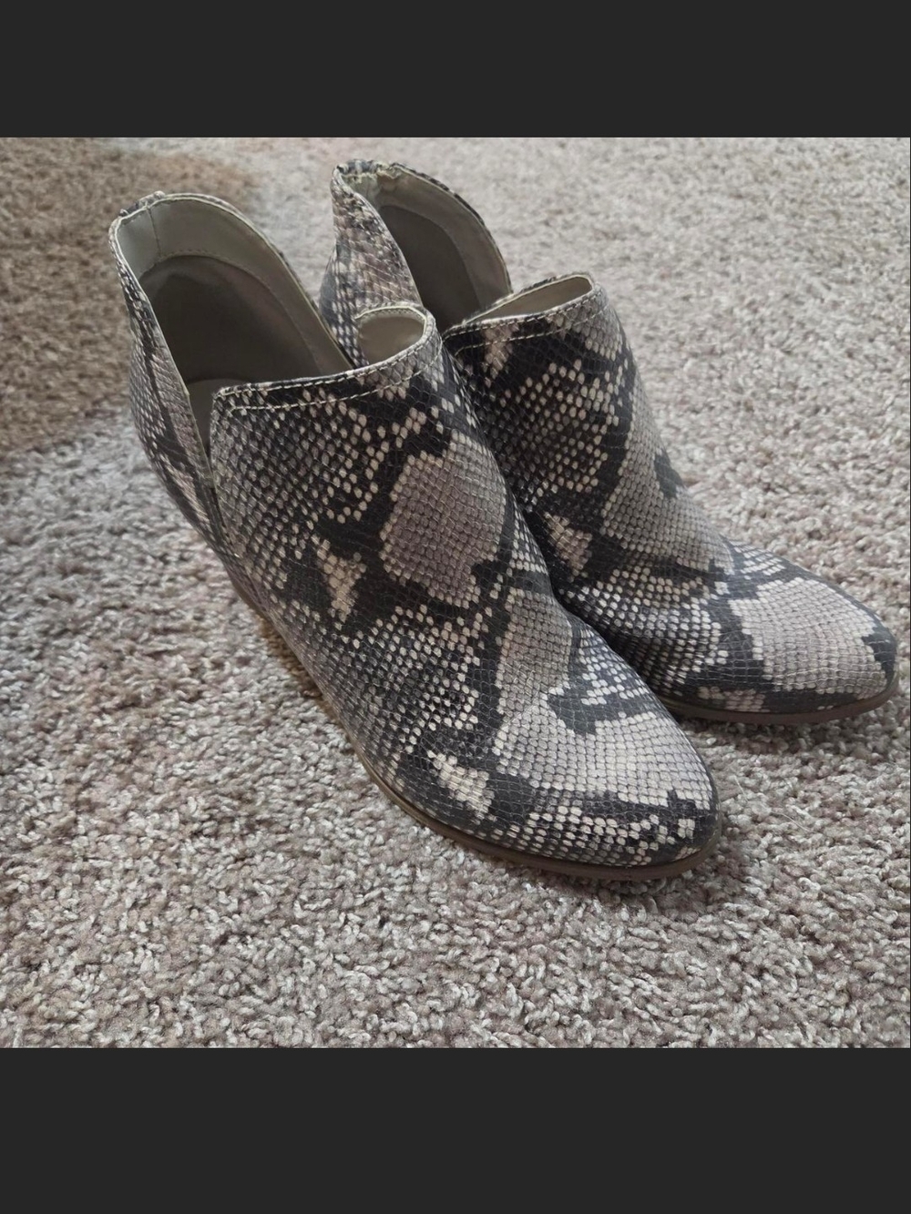 Fergalicious Snake-Print Ankle Booties - Gray